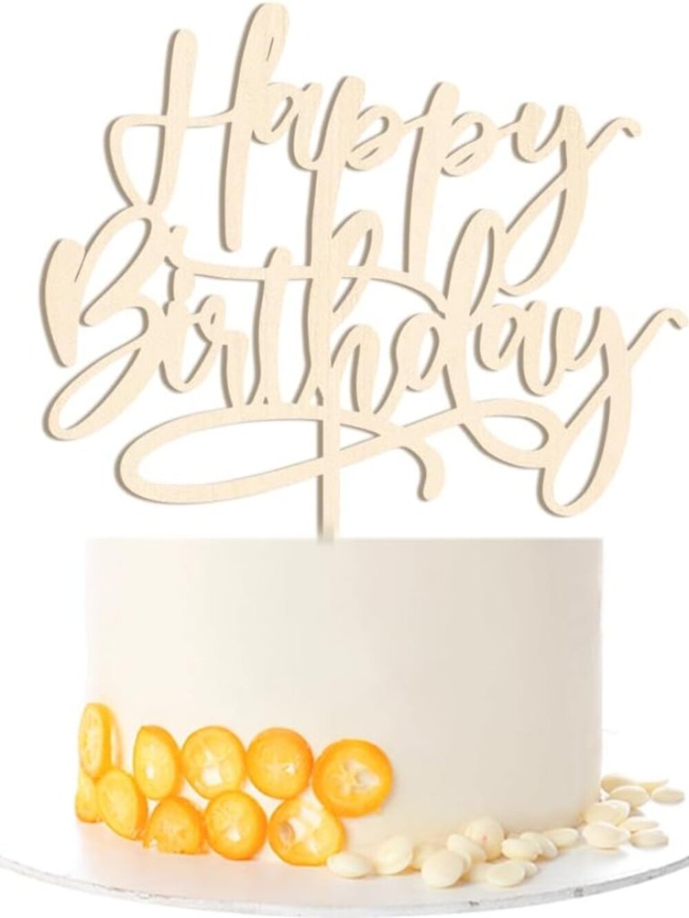 wood Happy Birthday Cake Topper, For Anniversary/Birthday Party Decoration Suita